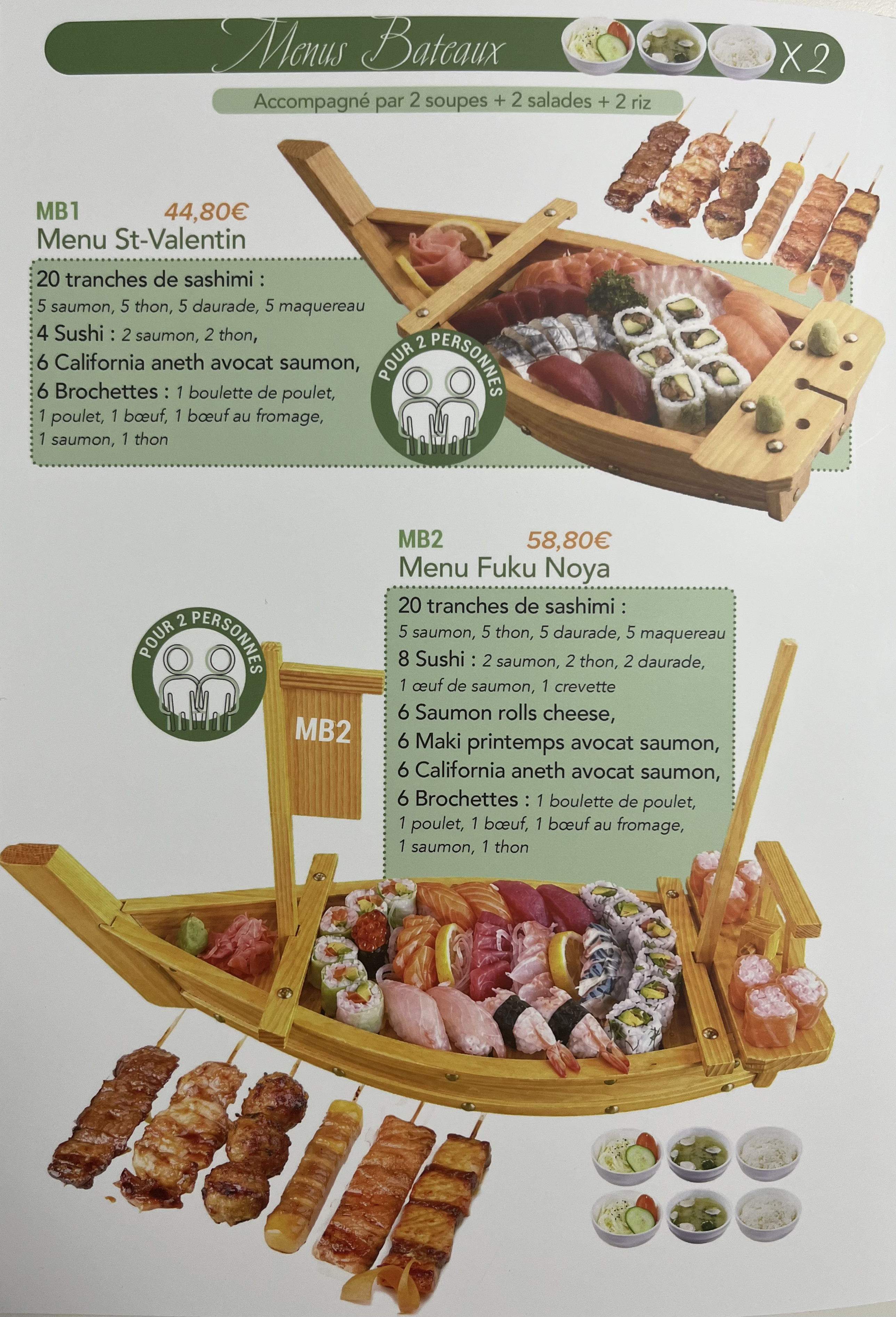 Menu bateaux – Sushi Fukunoya